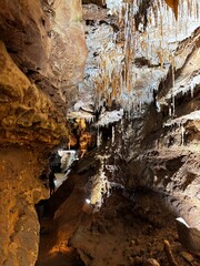 stalagmites and stalactites underground in cosmic cave cavern Arkansas Eureka Springs
