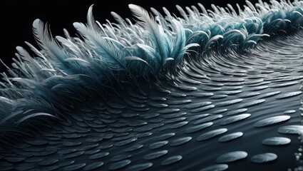 Abstract feather and patterned wave
