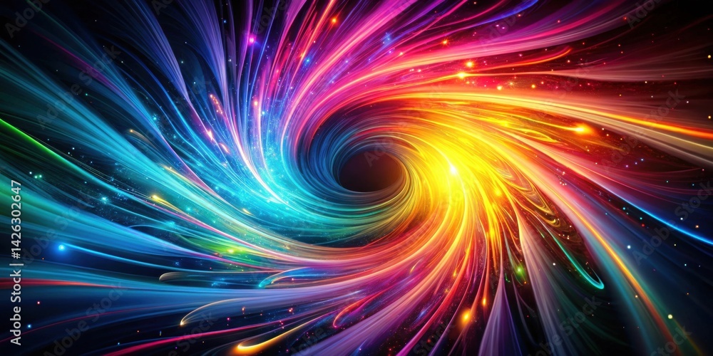 Poster abstract colorful vortex of light and energy in space