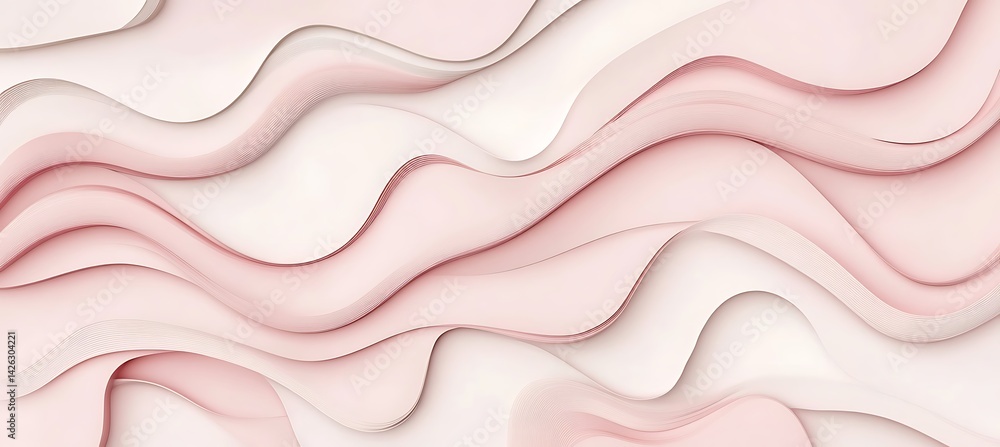Poster contemporary abstract pattern in soft blush pink with smooth curves and subtle angles as a stylish b