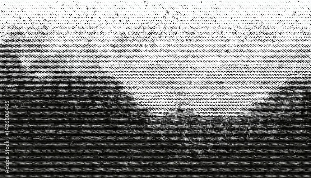 Poster monochrome abstraction halftone vector artistry on splattered backdrop, evoking a mysterious and ele
