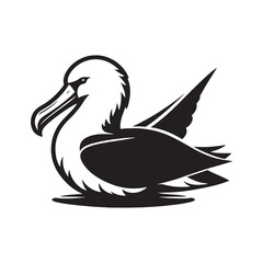 Soaring Albatross Silhouette Vector - Majestic Seabird Design Perfect for Nautical Art - Illustration of Albatross.