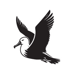 Soaring Albatross Silhouette Vector - Majestic Seabird Design Perfect for Nautical Art - Illustration of Albatross.