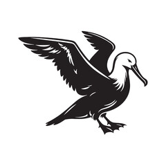 Soaring Albatross Silhouette Vector - Majestic Seabird Design Perfect for Nautical Art - Illustration of Albatross.