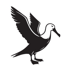 Fototapeta premium Soaring Albatross Silhouette Vector - Majestic Seabird Design Perfect for Nautical Art - Illustration of Albatross.