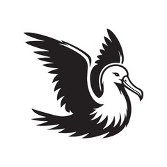 Soaring Albatross Silhouette Vector - Majestic Seabird Design Perfect for Nautical Art - Illustration of Albatross.