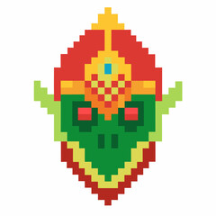 Colorful Pixel Art Fantasy Mask with Geometric Patterns