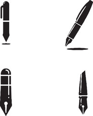 Vector Silhouette Collection of Elegant Pen Designs