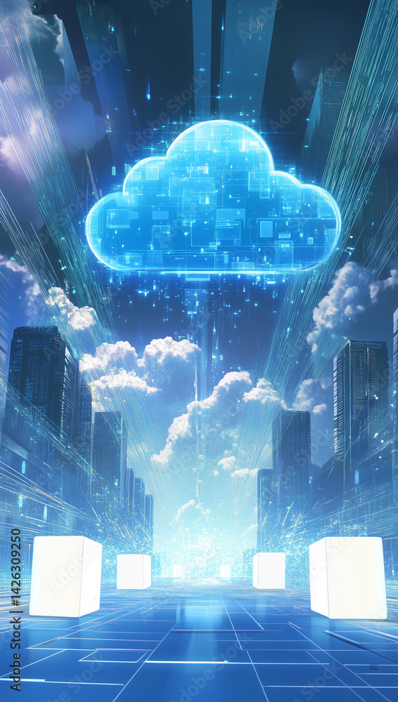Poster cloud computing digital information and cyberspace background