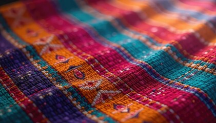 Fototapeta premium Close-up of patterned fabric with intricate weave , design, geometric