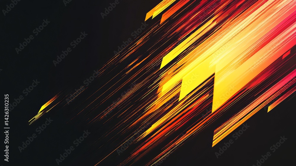 Poster abstract dynamic diagonal lines energetic bright yellow orange red gradient background design modern