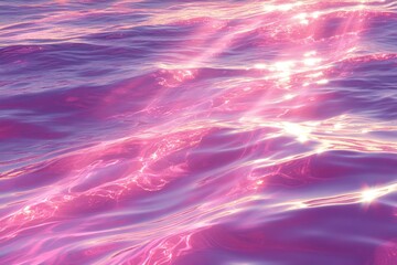 Serene ocean waves reflecting soft pink hues during a tranquil sunset by the shore