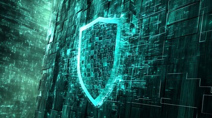 Cyber Security Shield: Digital Protection Abstract Graphic