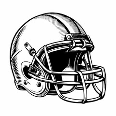 Fototapeta premium Detailed Illustration of American Football Helmet in Black and White