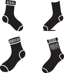 Vector Silhouette Collection of Stylish Sock Designs