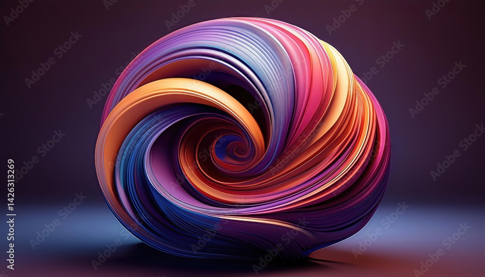 Poster stunning swirling abstraction a vivid 3d object amidst a dreamy universe, exhibiting dynamic interpl