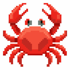 Pixel Art Red Crab Illustration Retro Style Sea Creature