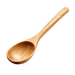 Isolated wooden spoon on a plain white studio background view isolated on white background