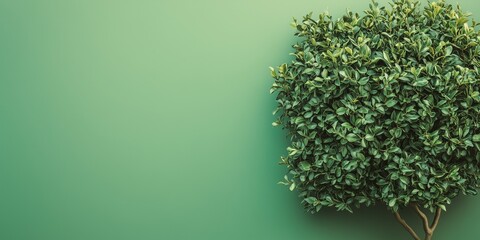 Obraz premium Leafy green tree against a green minimalistic background with space for text or an image