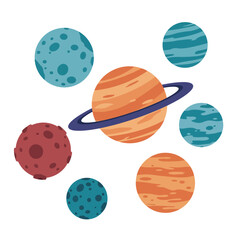Stylized Planet & Solar System Icon Set © pa