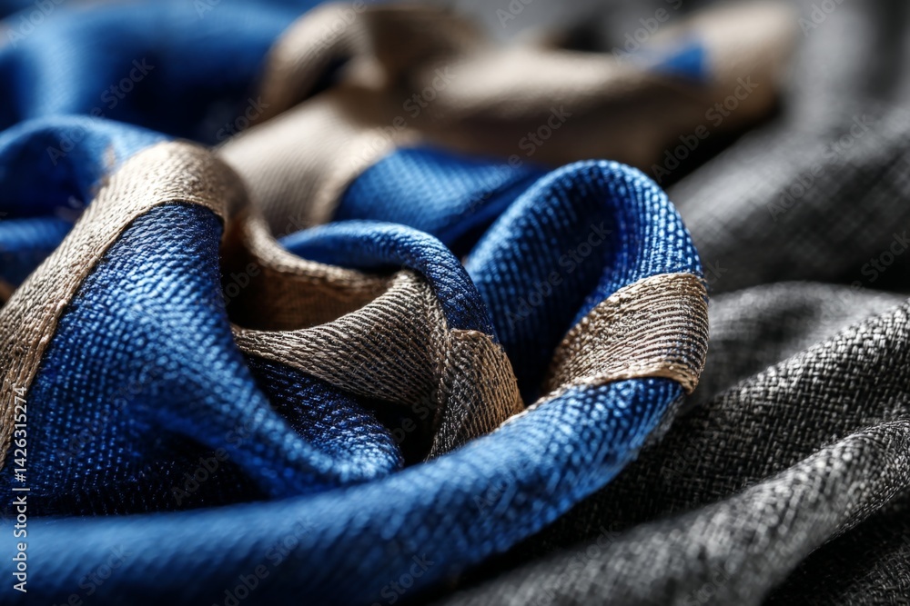 Aufkleber Vibrant textiles feature intricate patterns and textures in elegant draping arrangement