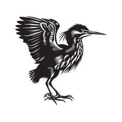 Striking American Bittern Silhouette Vector - Elegant Marsh Bird Design - Minimalist American Bittern Art- American Bittern Illustration.