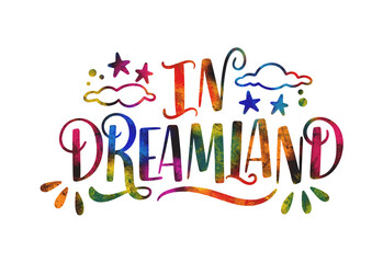 Lettering bedtime sticker in dreamland