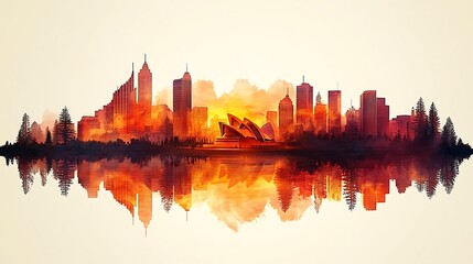 Sydney opera with wooden skyline sunset high resolution picture