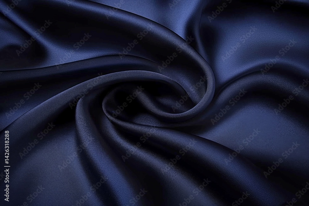 Aufkleber luxurious dark blue satin fabric artfully draped and twisted on a surface creates an elegant texture