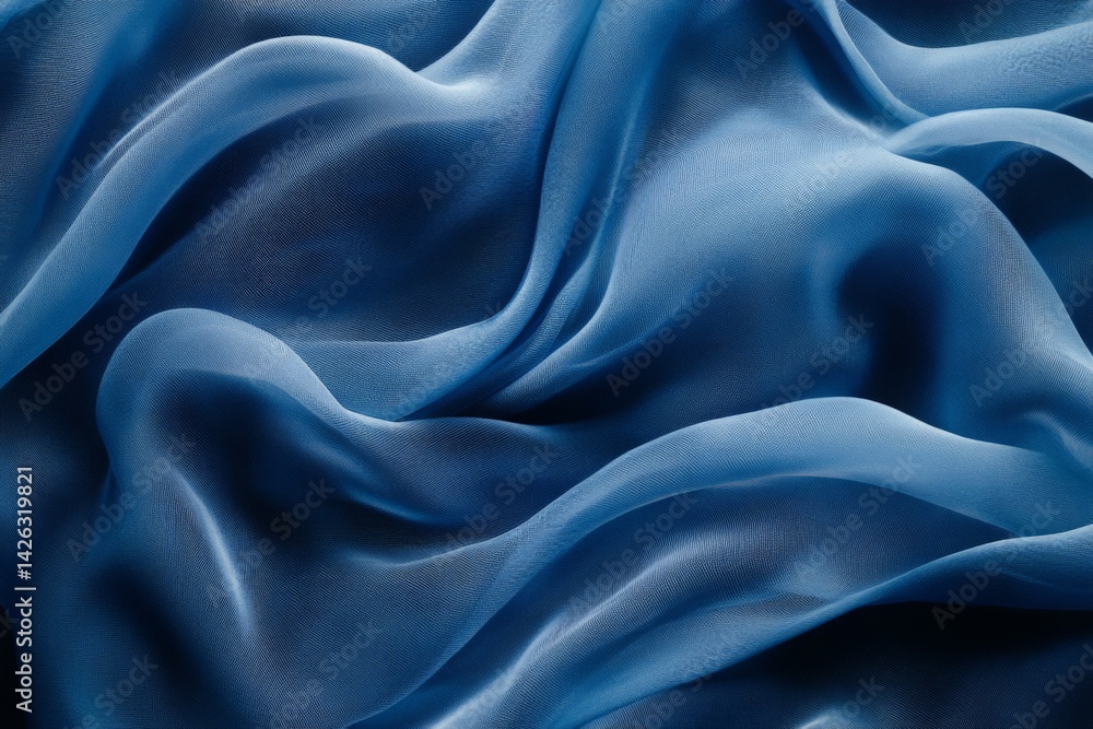 Aufkleber soft blue fabric draped elegantly on a surface showcasing its delicate folds and texture