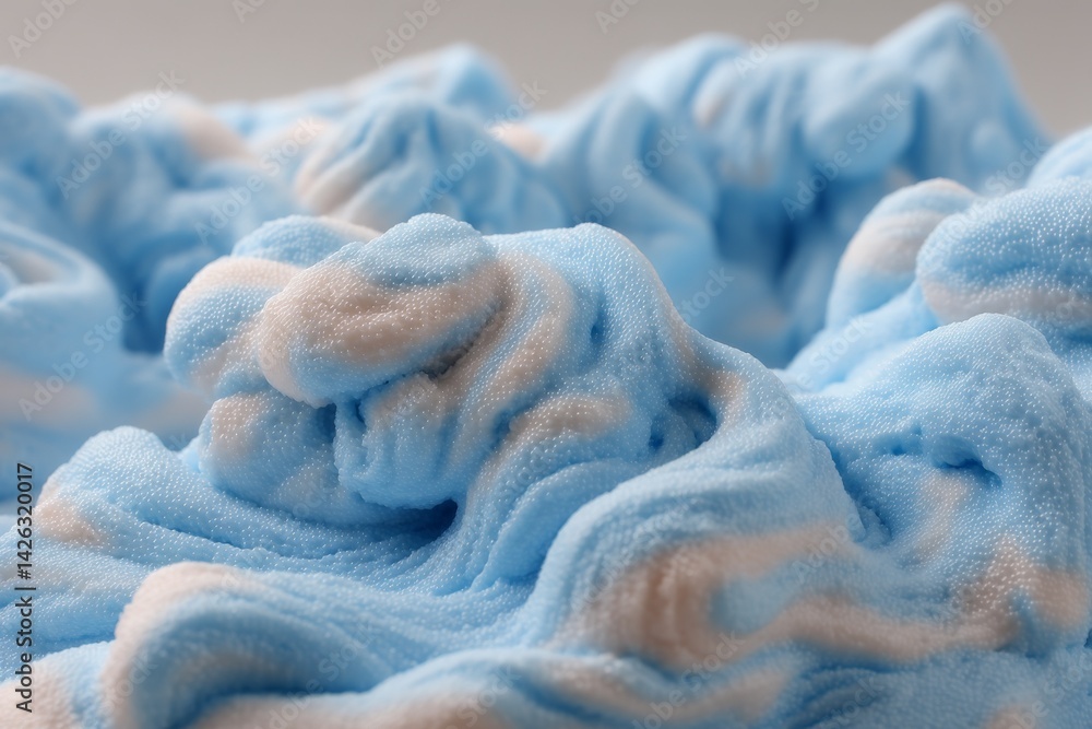 Aufkleber Light blue fluffy texture resembling clouds or soft waves in a serene indoor setting