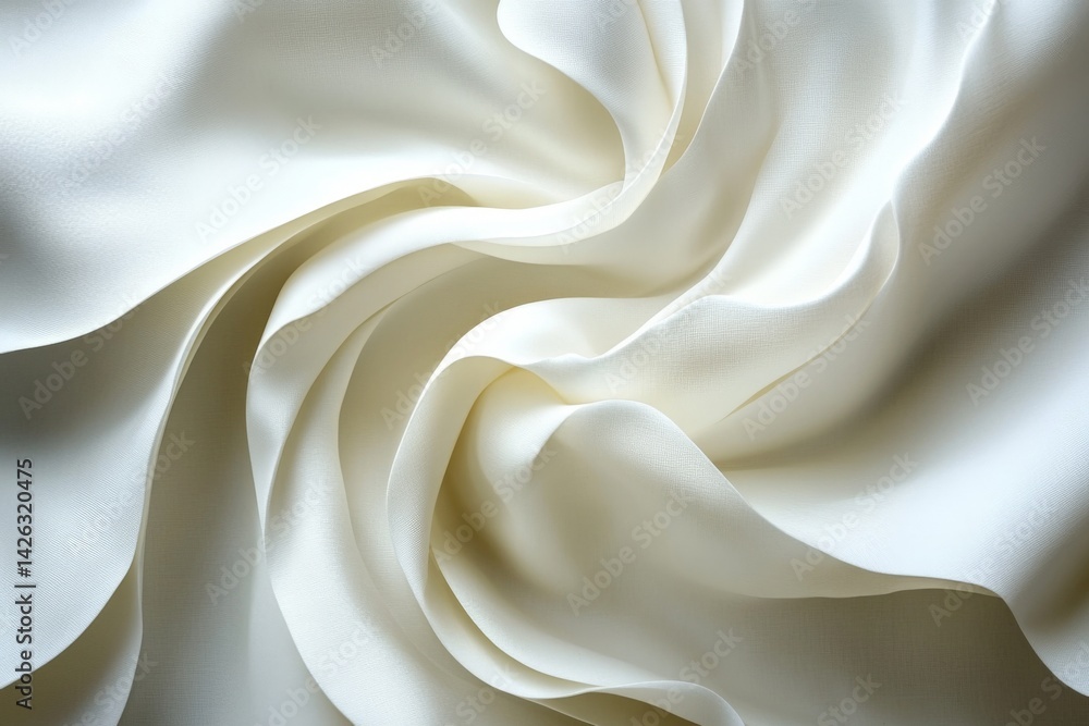Poster elegant white silk fabric arranged in flowing folds highlighting softness and texture