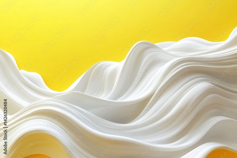 Aufkleber elegant white waves against a vibrant yellow background create a striking visual composition that ev