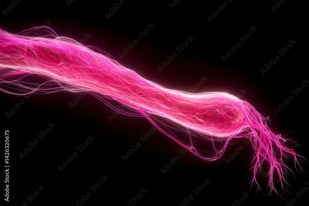 Poster vibrant pink abstract art illustrating dynamic energy and fluid movement in a dark environment