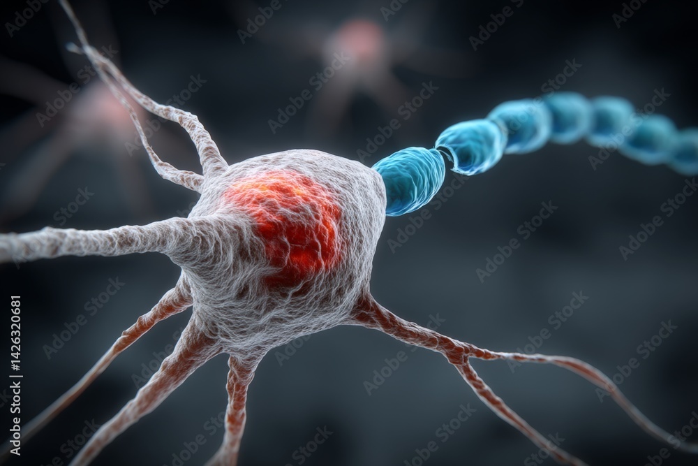 Poster Intricate structure of a neuron highlighting connections and signaling pathways in the nervous system