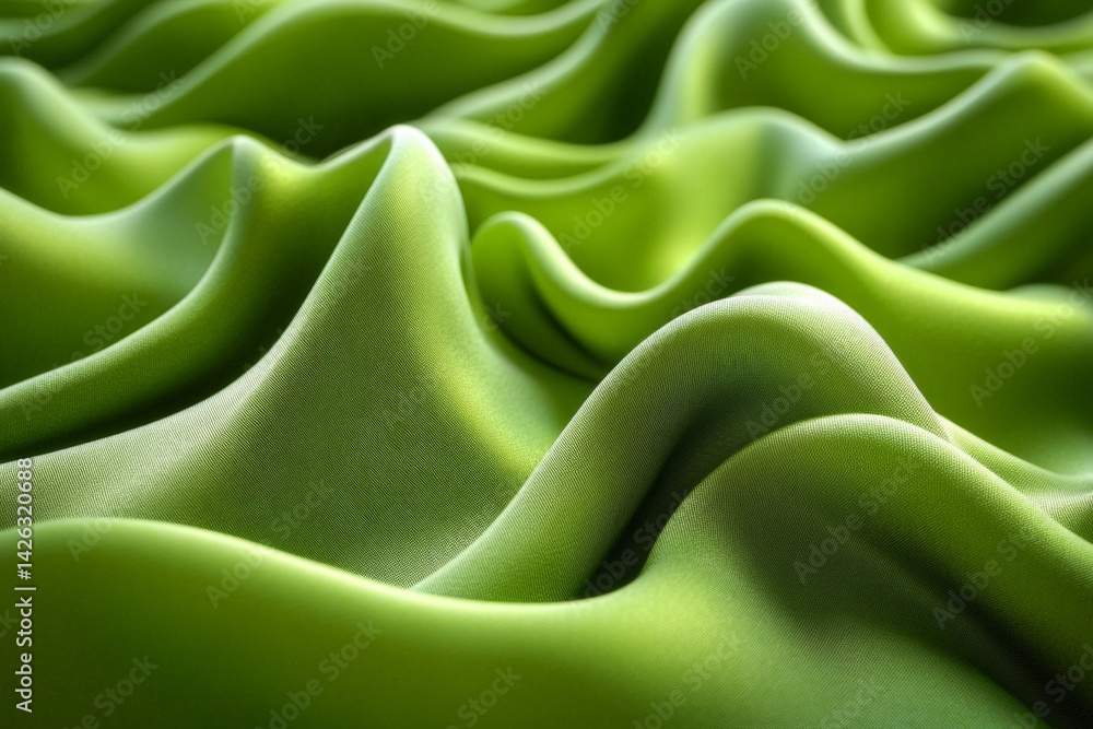 Poster vibrant green fabric showcases soft texture and flowing movement in a close-up view