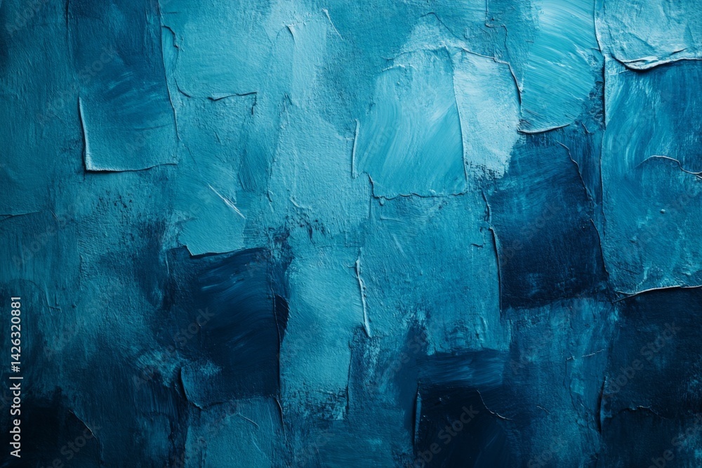 Poster Intricate layers of blue paint showcase texture and depth in abstract artwork created in a contemporary studio