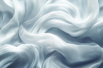 Obraz premium Delicate white fabric flowing gracefully in soft folds under gentle light creating a serene atmosphere