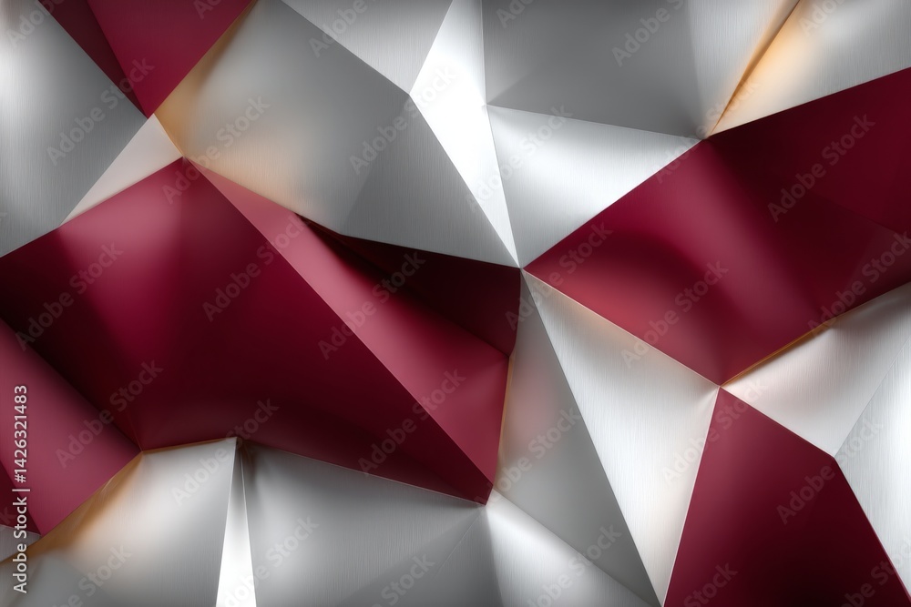 Aufkleber Abstract geometric pattern with maroon and silver colors creating a dynamic visual texture and depth