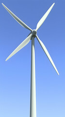 Wind turbine generating clean energy against a clear blue sky