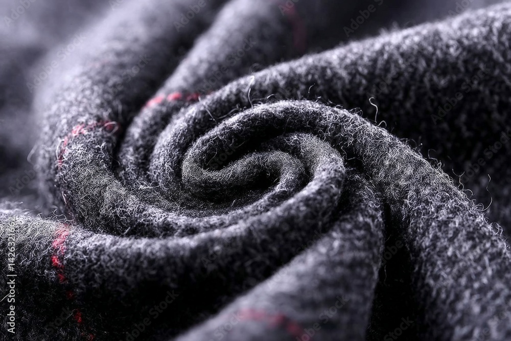 Fototapete detailed close-up of dark fabric showcasing intricate texture and pattern in a spiral form