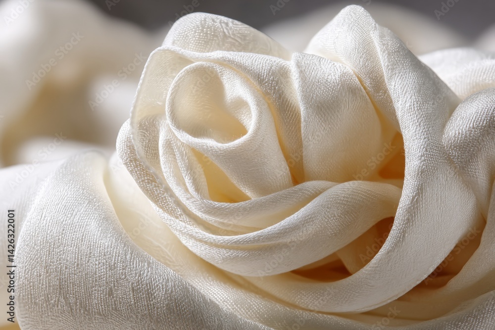 Poster delicate cream rose with soft petals in close-up showcasing intricate details and textures during da