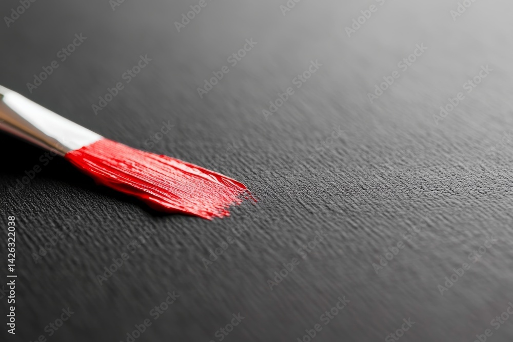 Poster a vivid red brushstroke is applied to a textured black canvas, illustrating the bold artistry and in