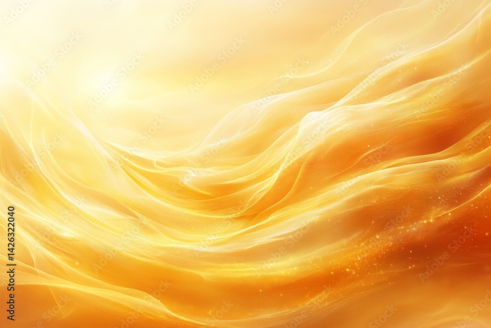 Poster Golden waves of light dancing in a serene background during sunset hours creating a tranquil atmosphere for relaxation and reflection