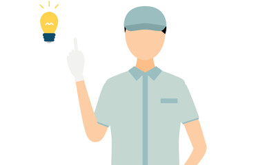 Simple illustration of a worker man wearing a cap teaching points