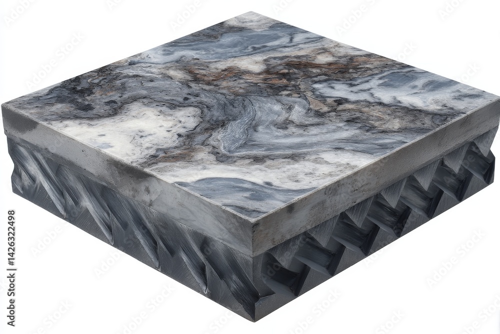 Aufkleber decorative square tabletop with swirling gray and black marble design showcased in modern presentati