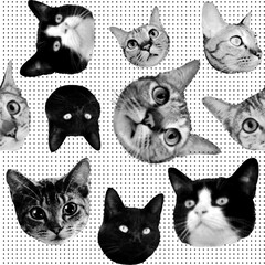 halftone vector cats seamless background pattern wallpaper backdrop grunge print style
