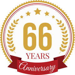 Logo 66 Years Anniversary Celebration Design Template.