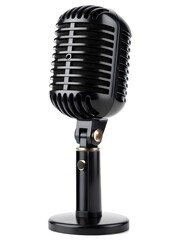 Fototapeta premium Elegant Black Vintage Microphone on white Background