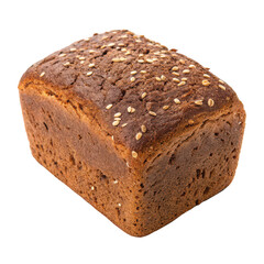 Slice of dark brown bread png square seeded loaf png healthy baked food png white background image